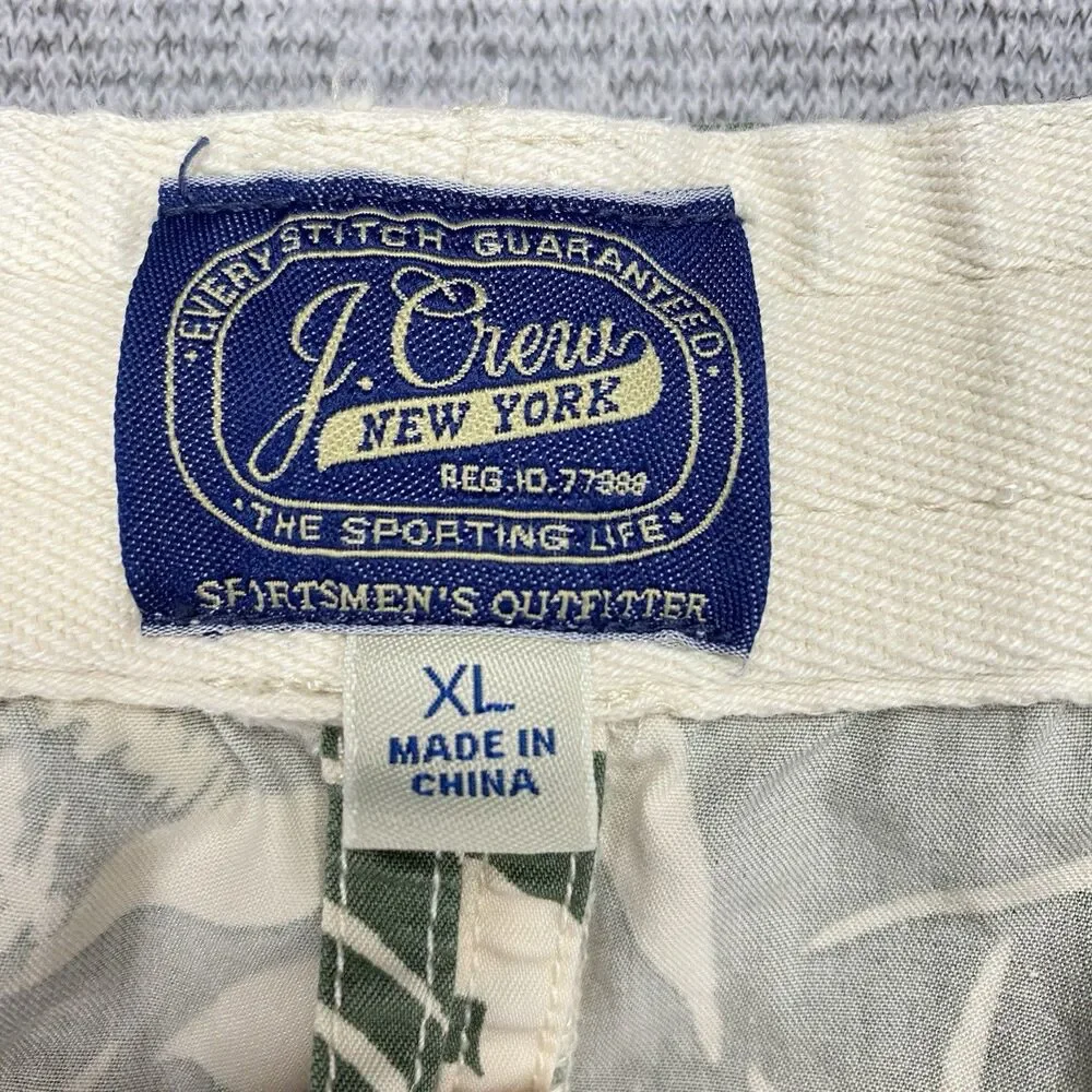 J Crew Mens Dock Beach Cotton Shorts Size X-Large‎ Green White